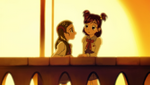 Urara and Nozomi talking on the bridge