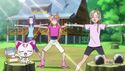 Kanade, Hibiki and Ellen doing exercise