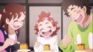 Flashback de Haruka comiendo pudín de calabaza con sus padres
