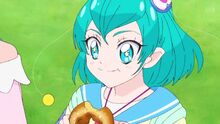 Lala eating a donut