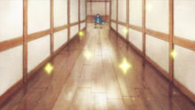 Touji is surprised to see that the corridor has already been cleaned