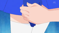 Hikaru grabs Blue Cat's hand