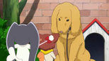 Miss Shamour and Kuroro asking a dog about Prince Kanata