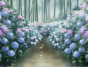 The field of hydrangeas