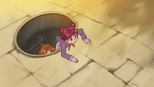 Nozomi climbing out of the sewers