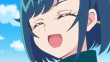 Kokone smiles happily