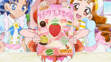 Ichika and Himari present a flyer for the Sweets Festival