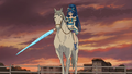 Cure Aqua on her horse with Aqua Ribbon Sword mode