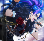 Aoi imagines herself as a goth rocker while singing