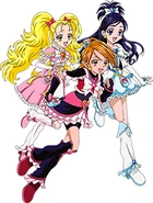 Perfil de las Pretty Cure Max Heart en el cartel de ¡Todas juntas! ¡Festival Pretty Cure!: Las Pretty Cure en un Milagroso♡Escenario☆Mágico.