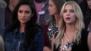 Emily and Hanna at Veronica's campaign speech