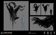 Concept art. Bottom right-hand panel zooms in on the depicted weaver's "head."