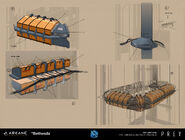Concept art for the machine parts of the Grav Shaft.