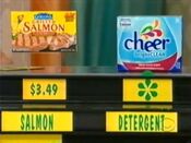 She says the Cheer laundry detergent is more expensive than the Gorton's grilled salmon.