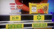 Jose says the Nestle Toll House chocolate chips are less expensive than the Rubbermaid food containers.