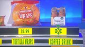 She says the Starbucks Frappuccino vanilla coffee drinks are more expensive than the Mission sun-dried tomato basil tortilla wraps.