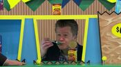 He has $4,000 and decides to stop, after seeing someone familiar eating the can of beans!