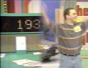 Contestant was $193 away and he wins the game from November 17, 1992 (#8582D).