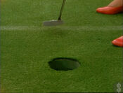 But fortunately, the contestant has made her putt.