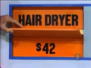 She keeps the hair dryer. The fryer is $42 and goes into the give column.