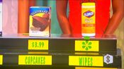 Evelyn says the Clorox disenfecting wipes are less expensive than the Tastykake chocolate cupcakes.