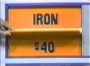 He keeps the iron. The ice crusher is $40 and goes into the give column...