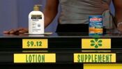 Andrea says the Ester-C vitamin supplement is less expensive than the Gold Bond lotion.