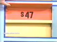 The cookware is $47, giving the keep column a total of $97 thus far. If the knife is $27 or more, she wins.