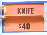 She keeps the knife. The ice crusher is $40 and goes into the give column...