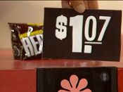 Second, he picks the Hershey's chocolate chips.