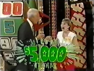 This might be one the earliest appearances of the 'star font' used in the Showcase Showdown up until Bob's last season. Here it's seen jazzed up quite a bit more than what would become the normal way. This happened November 19, 1992 (#8584D).