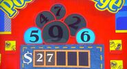 She says the third number is a 4 but is incorrect. The car is now $1.25.