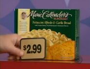 First, she picks 3 Marie Callender's fettuccini alfredo which come to...