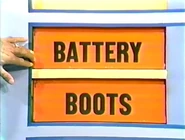The next two prizes are boots and a battery.