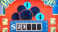 She says the third number is a 5 but is incorrect. The car is now 75¢.