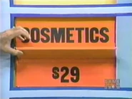 He keeps the cosmetics. The bakeware is $29 and goes into the give column for a total of $66.