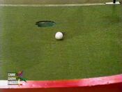 Unfortunately, the contestant has missed her putt.