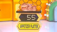 He bids $36 on the charcuterie tray. A difference of $19. He gets no card.