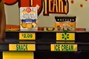 Brandon says the Breyer's peanut butter & fudge ice cream is more expensive than the Old London Melba Snacks.