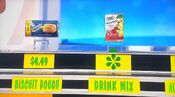 She says the True Lemon strawberry lemonade drink mix is less expensive than the Pillsbury Grands! biscuit dough.