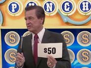 On her first punch, she has $50. She decides to throw it away.