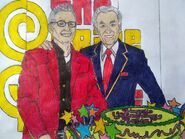 a portrait of Bob w/ producer & good friend Roger Dobkowitz, hand-drawn by a fan