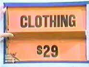 She keeps the clothing. The waffler is $29 and goes into the Give column for a total of $103.