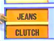 The next two prizes are a clutch and jeans.