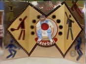 Her third throw went upper left.