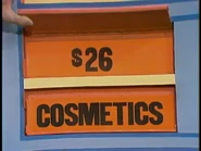 She keeps the cosmetics. The toy is $26 and it goes into the give column, which totals $62.