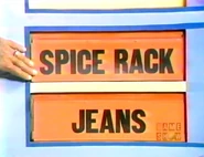 The first two prizes are jeans and a spice rack.
