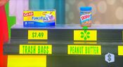 She says the Skippy peanut butter is less expensive than the Glad ForceFlex trash bags.