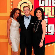 Drew with Talk hosts Julie Chen and Holly Robinson-Peete during their April 2011 cameo. Drew also appeared as a guest on The Talk later that day.