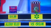 He says the Dreyer's mint chocolate chip ice cream is less expensive than the Benadryl allergy relief.